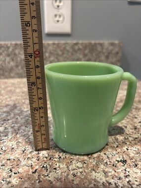 Fire King Jade-ite D handle coffee mug, vintage jadeite